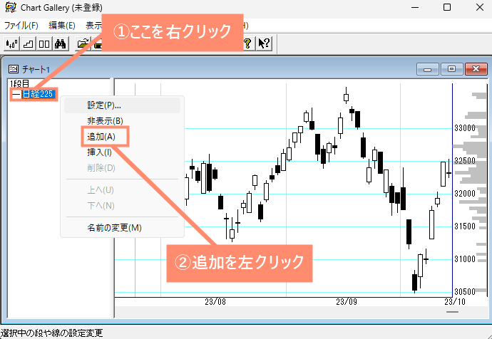 銘柄名を右クリックし追加を選択