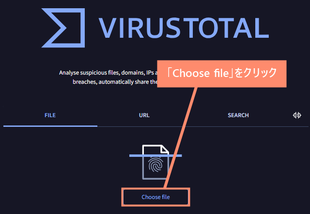 「Choose file」をクリック